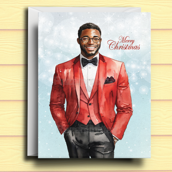 Black Man F Christmas Card